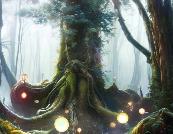 Mysterious Enchanted Forest with Magical Creatures