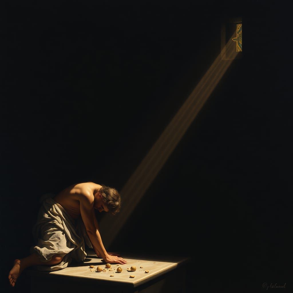 Dramatic Chiaroscuro Image with Strong Light Contrast