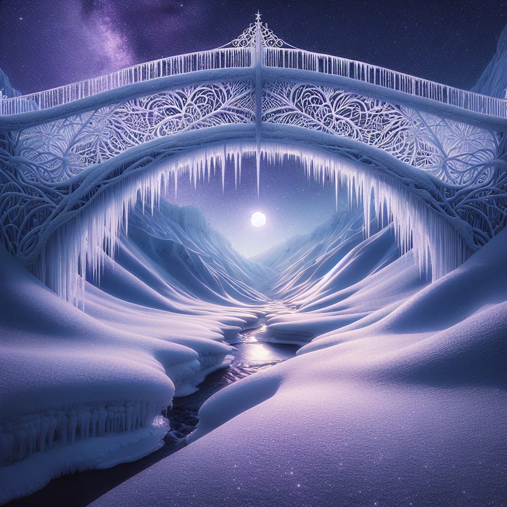 Icy Bridge Over Frozen Valley