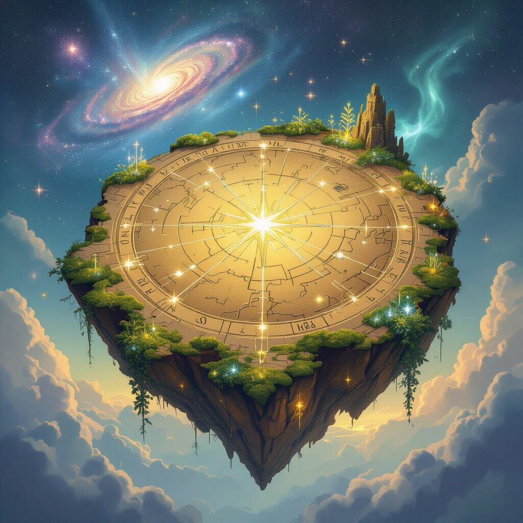 Celestial Island Star Chart: Illuminated Manuscript