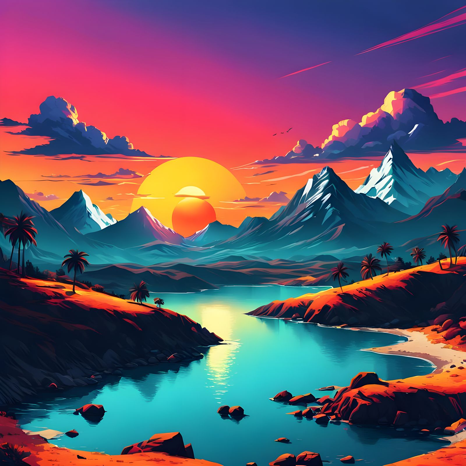 Vibrant Sunset Pop Art Masterpiece