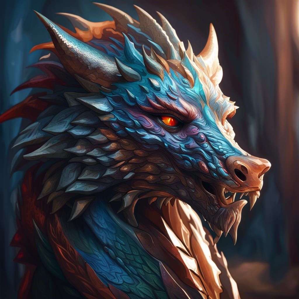 Hyperdetailed Dragon Wolf Portrait in Unreal Engine 5