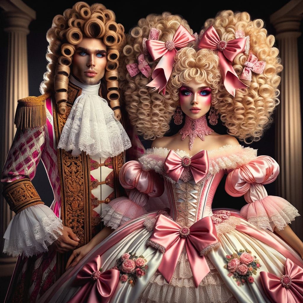 Victorian Princess and Tribal Ruler in Extravagant Attire