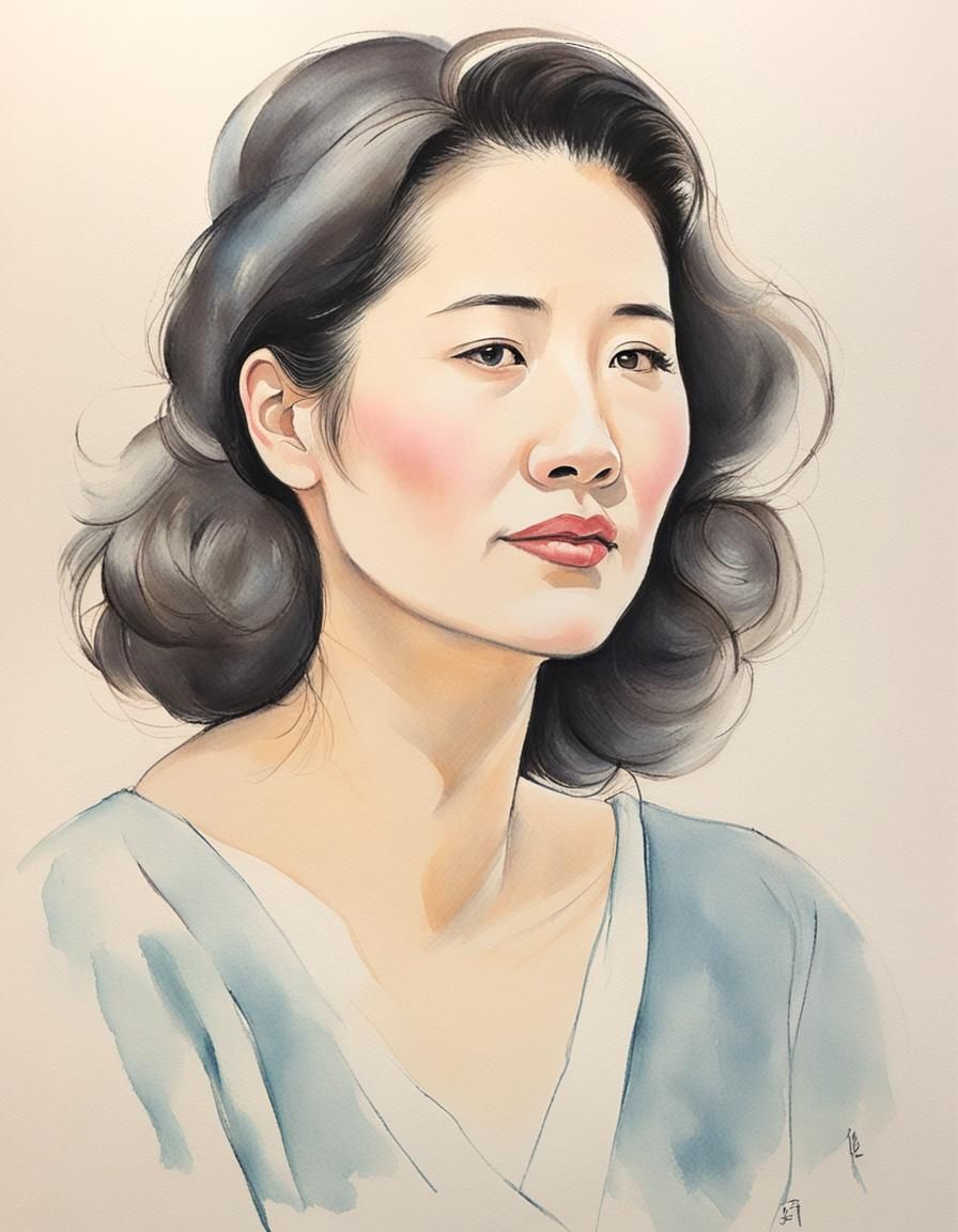 Elegant Minimalist Pastel Portrait of a Woman