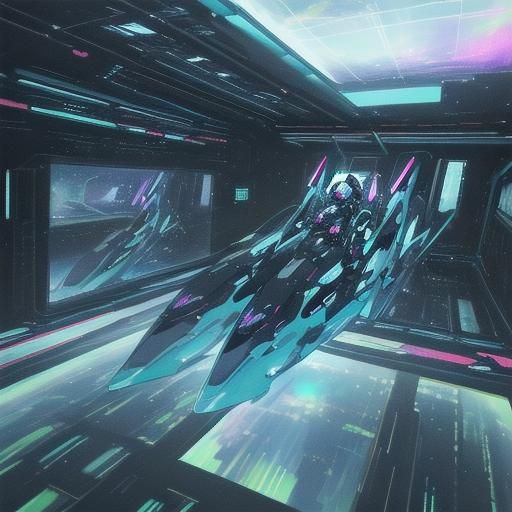 Hatsune Miku as Futuristic Space Explorer in Spacecraft