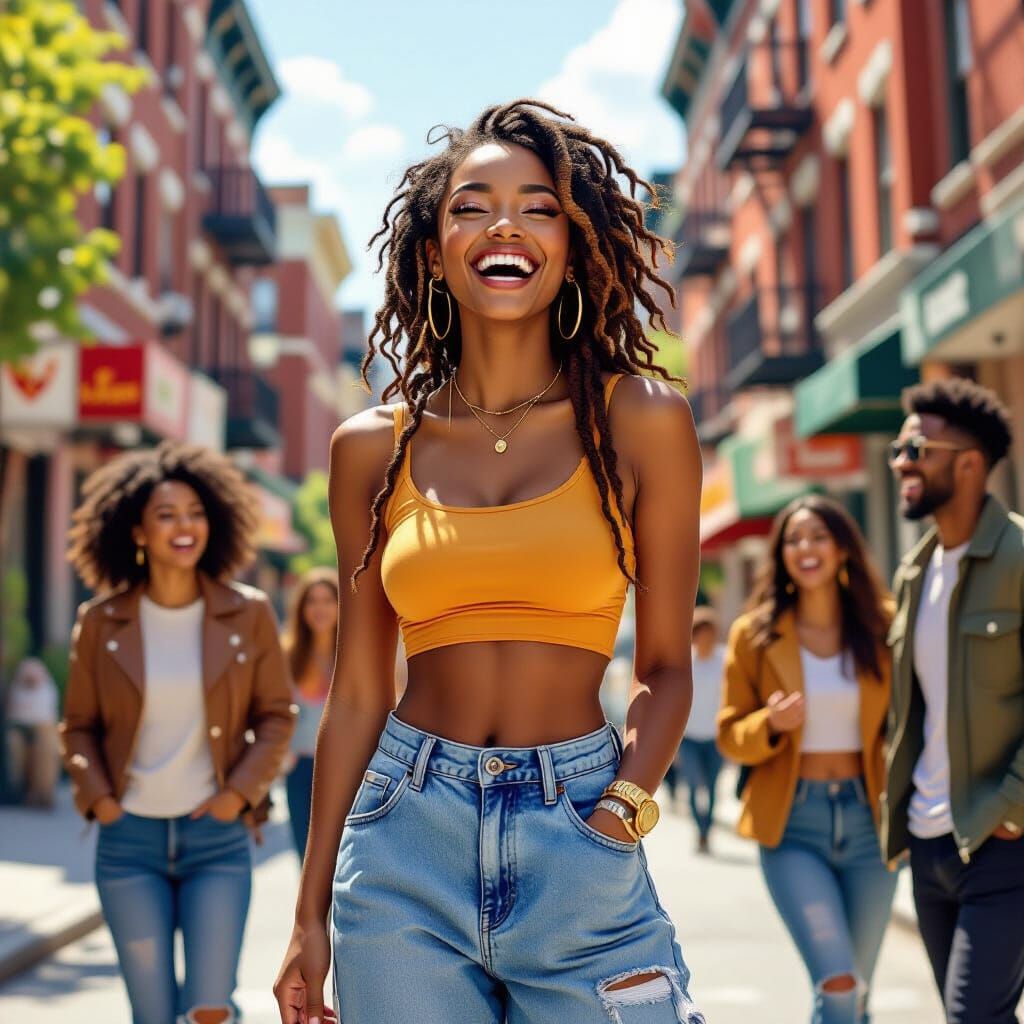 Friends Laughing in Brooklyn: Splash Art Portrait