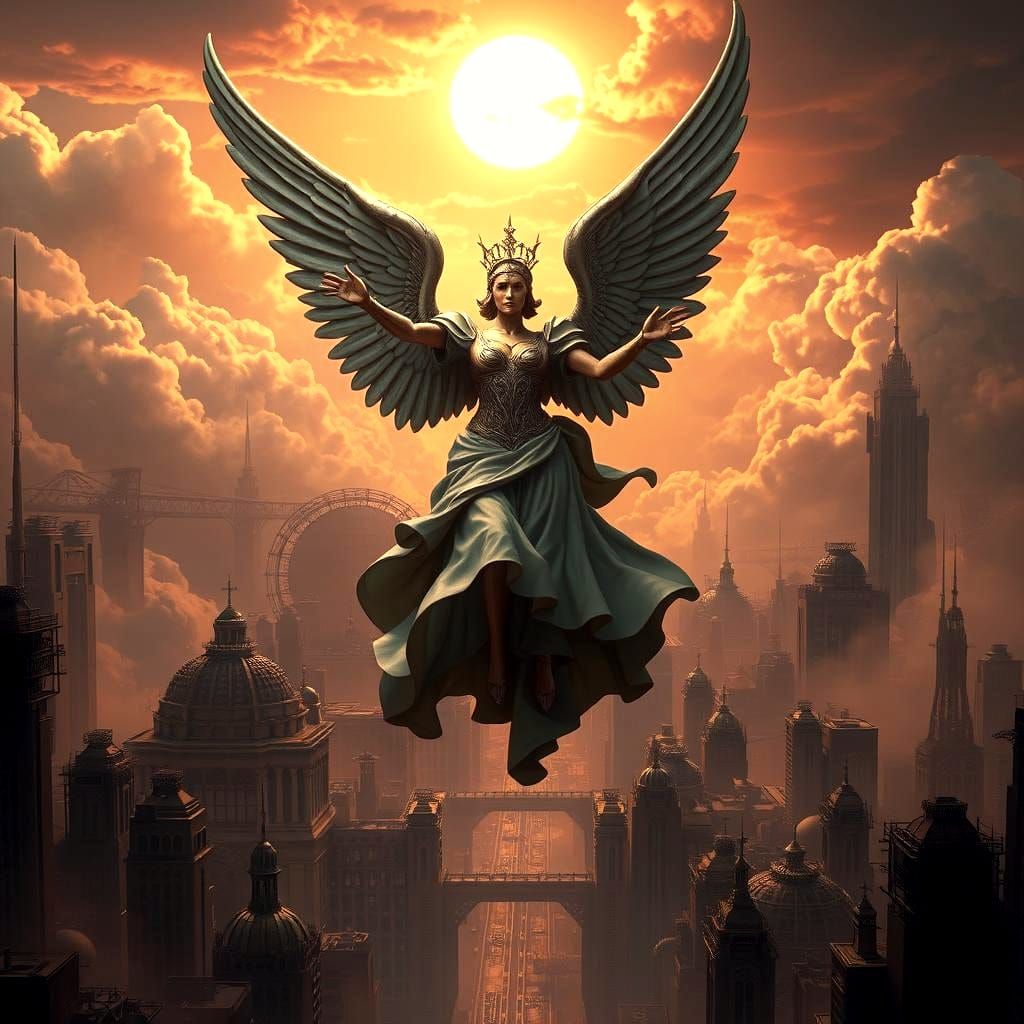 Metropolis Style Winged Victory: Detailed Matte Painting