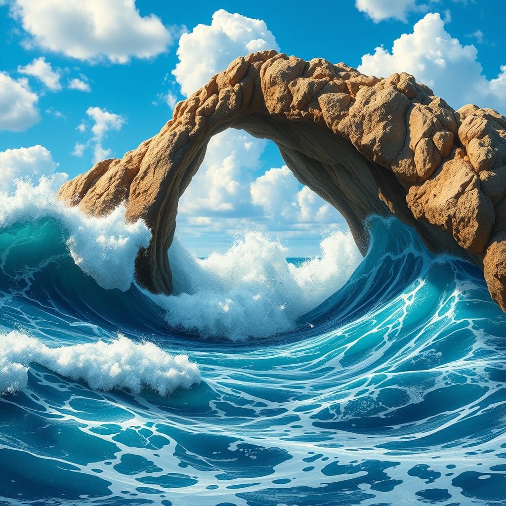 Hyper Realistic Sea Arch with Turquoise Water and White Wate...