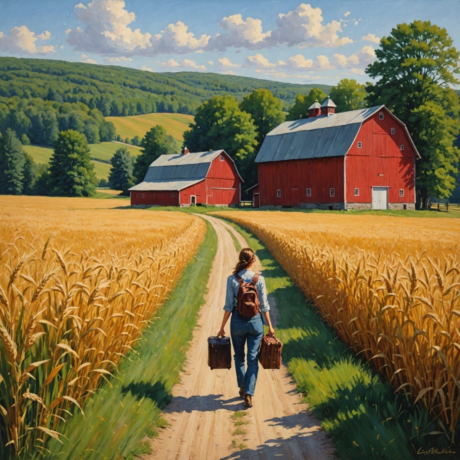 Vermont Barn: American Impressionism Oil Painting
