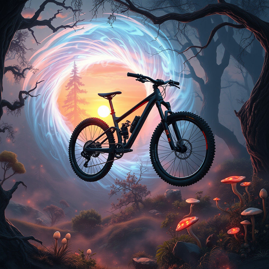High-Tech Mountain Bike in Mystical Forest