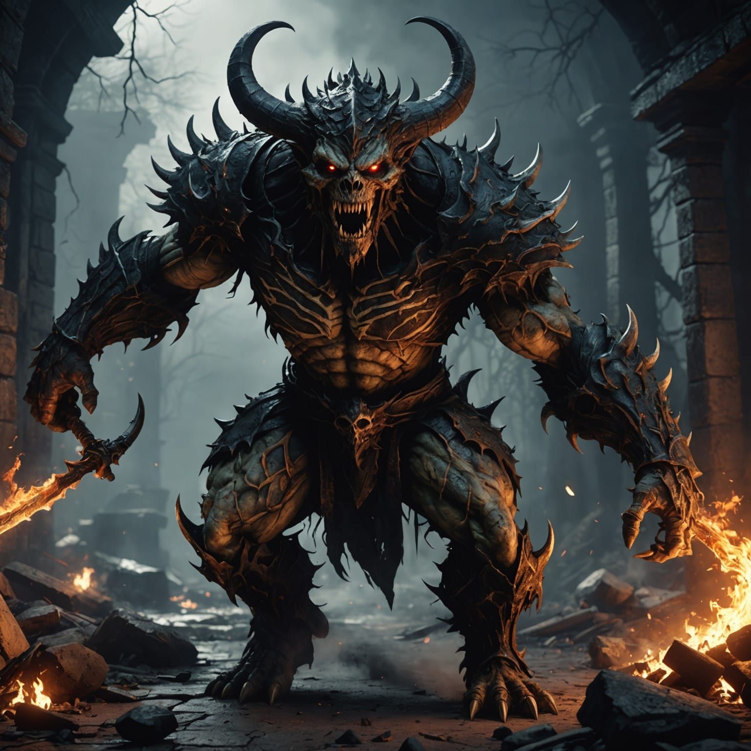 Terrifying Demon from Hell in 3D Cinematic Style