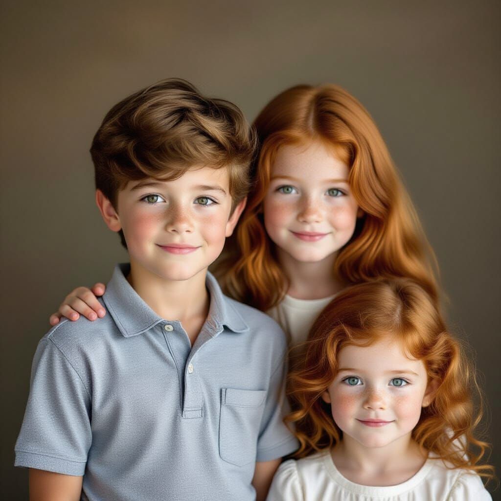 Photorealistic Family Portrait with Four Children