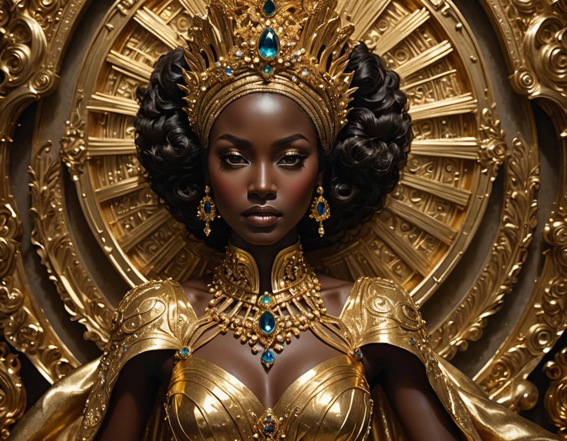 Golden Empress Portrait in Opulent Painterly Style