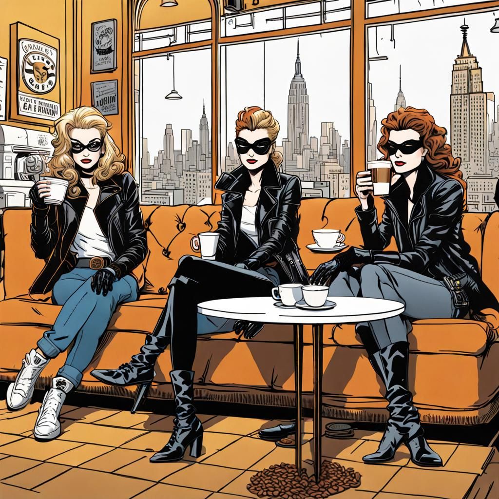 Characters Relaxing in NYC Coffee Shop