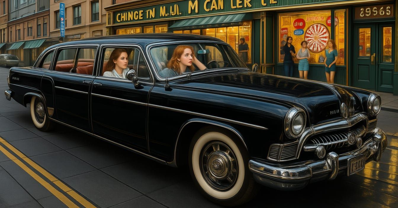 Rockabilly Lincoln Limousine with Red-Haired Driver