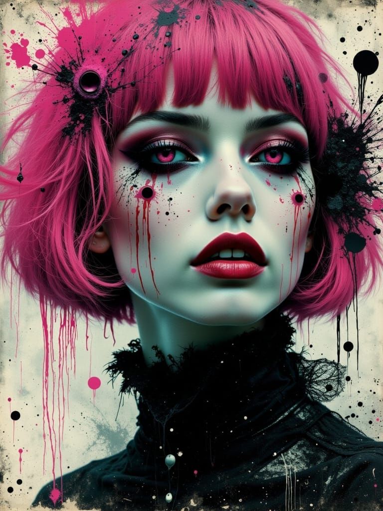 Gothic Abstract Portrait of a Melancholic Woman