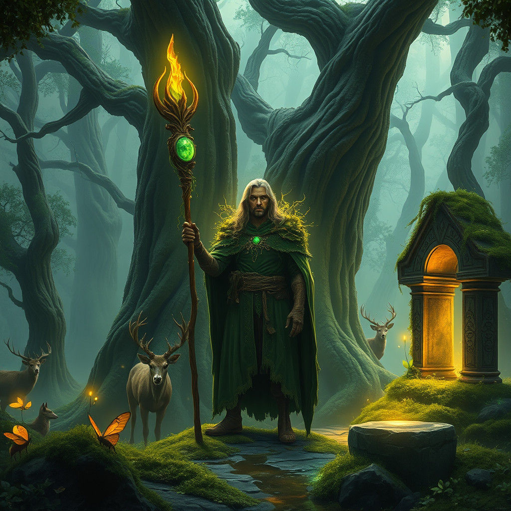 Verdant Druid in Ancient Forest Aura