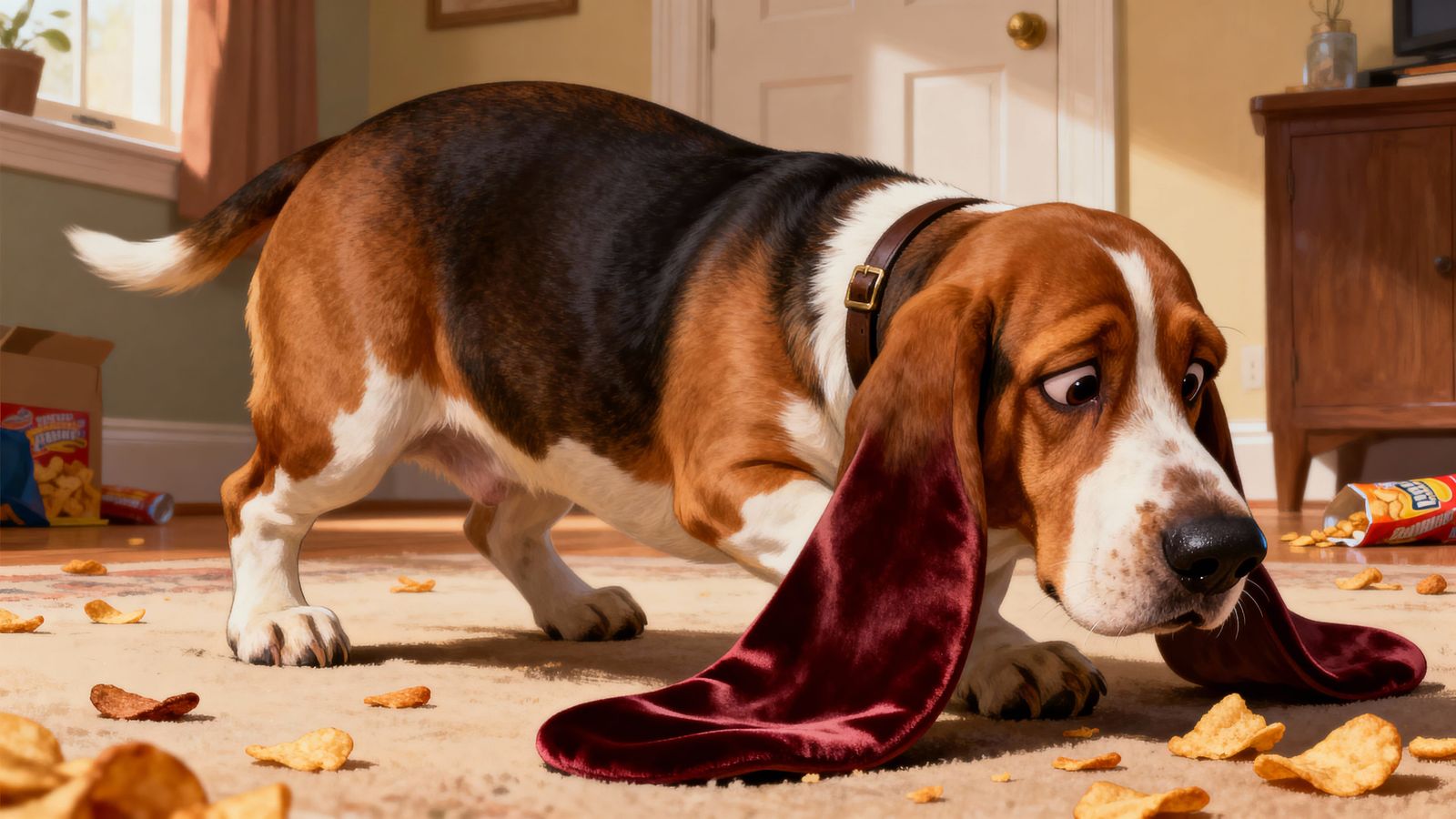Basset Hound Detective in Search of a Snack