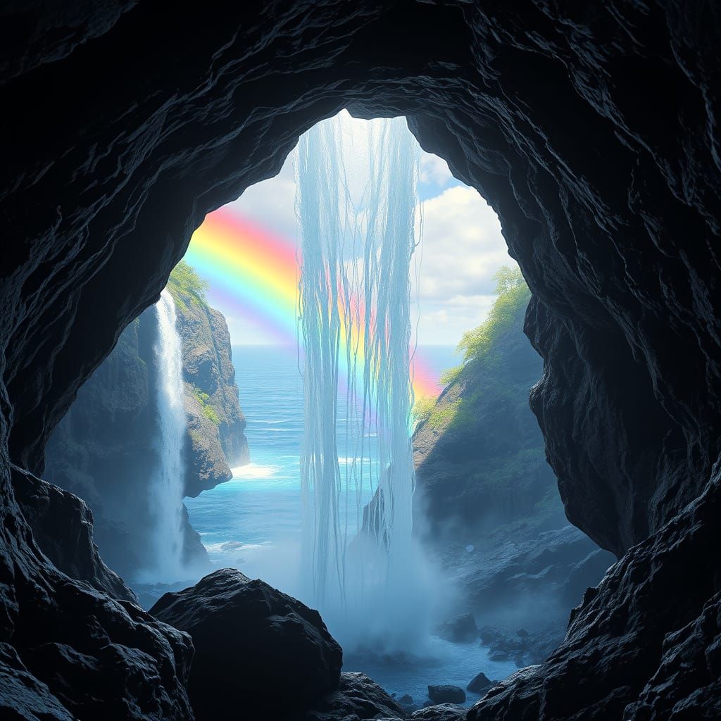 Fantastical Cave Rainbow Amidst Oceanic Depths