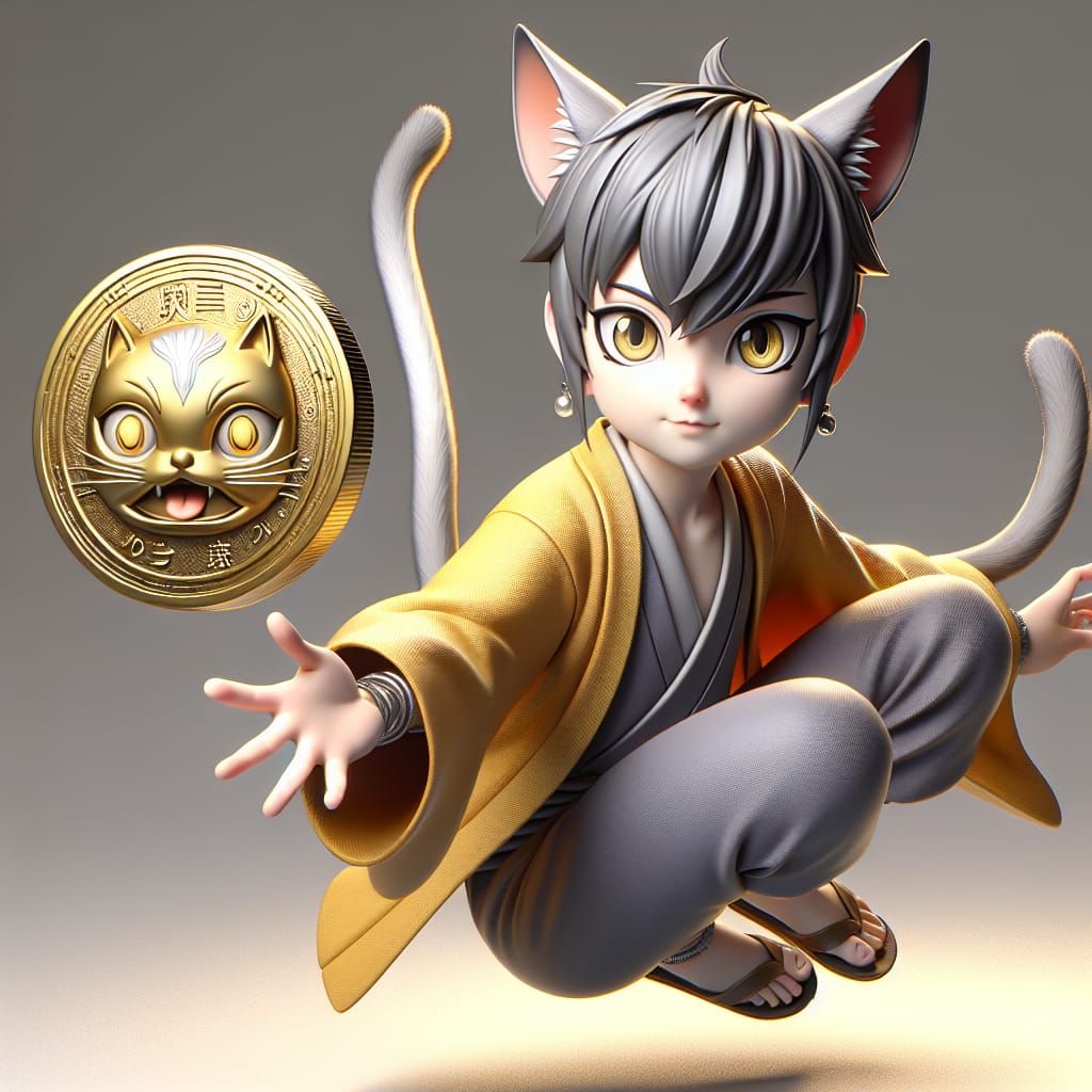 Catboy Flipping Coin: 3D Concept Art
