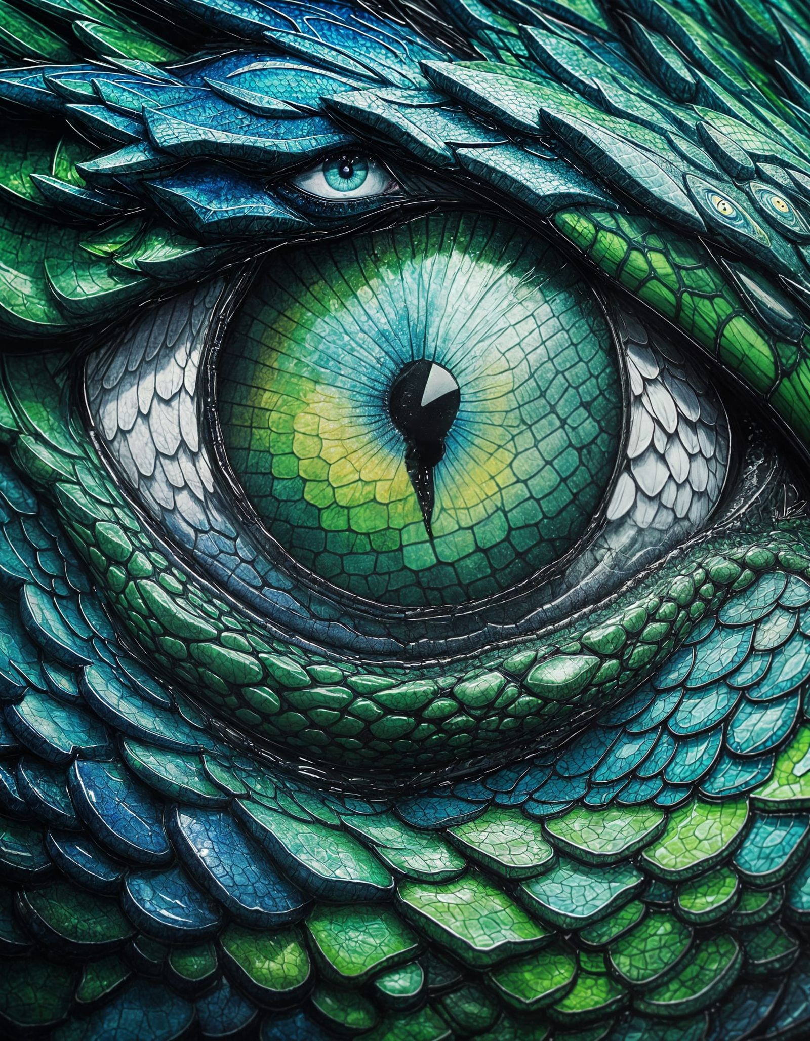 Detailed Dragon Eye in Graffiti Art Style