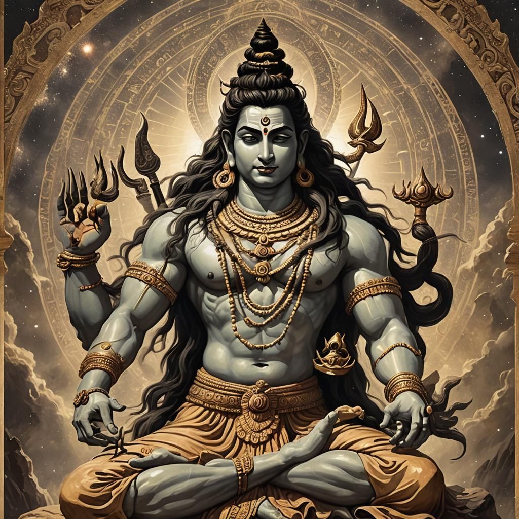 Sada Shiv: Eternal Form of Shiva in Cosmic Scene