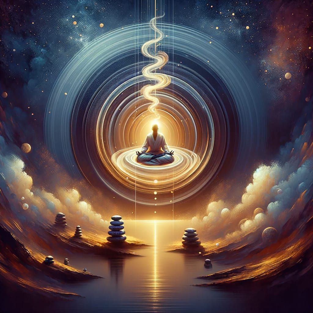 Cosmic Meditation Garden in Minimalist Style