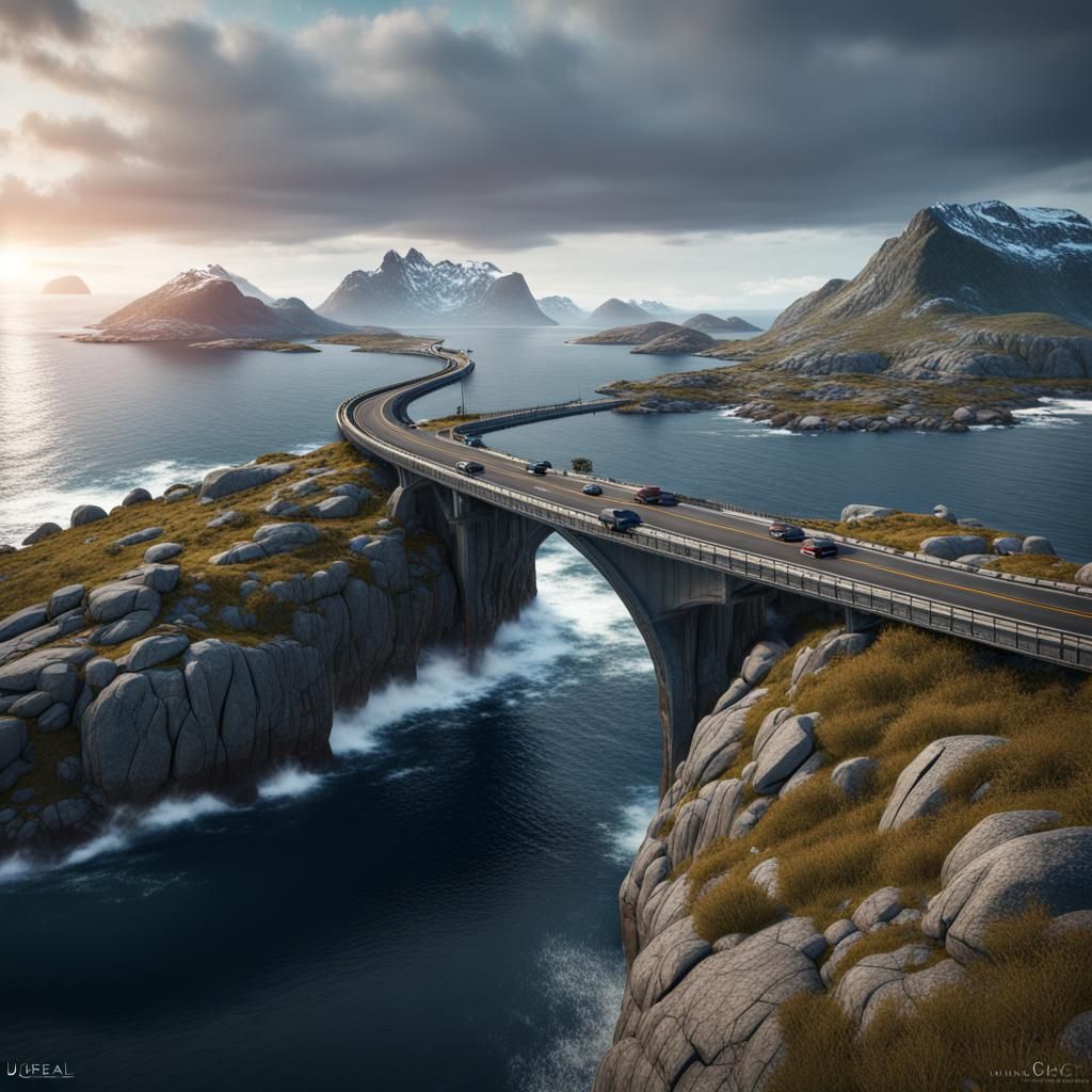 Norway's Atlantic Ocean Road: Fantastical Artstation Concept