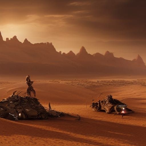 Epic Desert Battle: Dramatic Digital Matte Painting