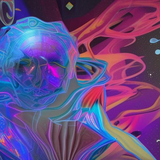 Cosmic Chaos: Holographic Astral Illustration