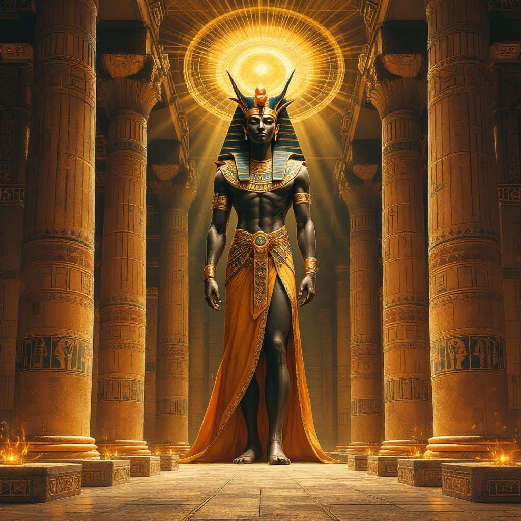 Ancient Egyptian Sun God Reigns in Opulent Splendor