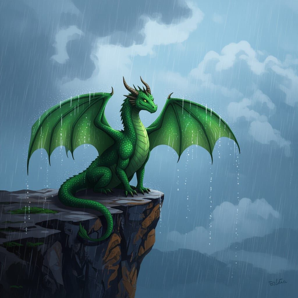 Gentle Dragon in Stormy Downpour