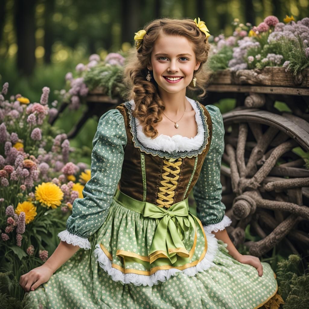 Dirndl Dress with Feather Pattern