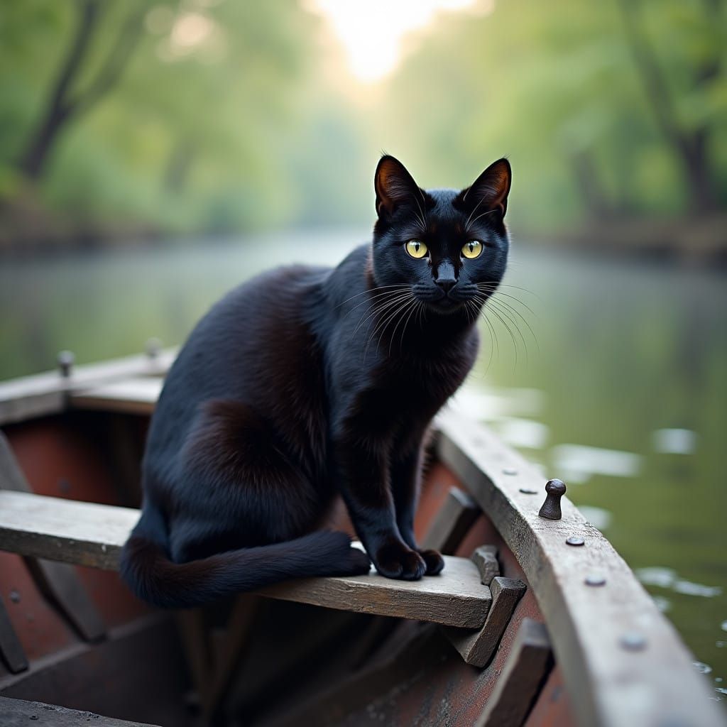Ebony Feline Cruises the River Boat