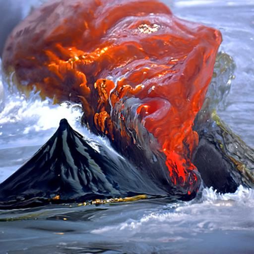 Volcanic Eruption in Oil Painting Style