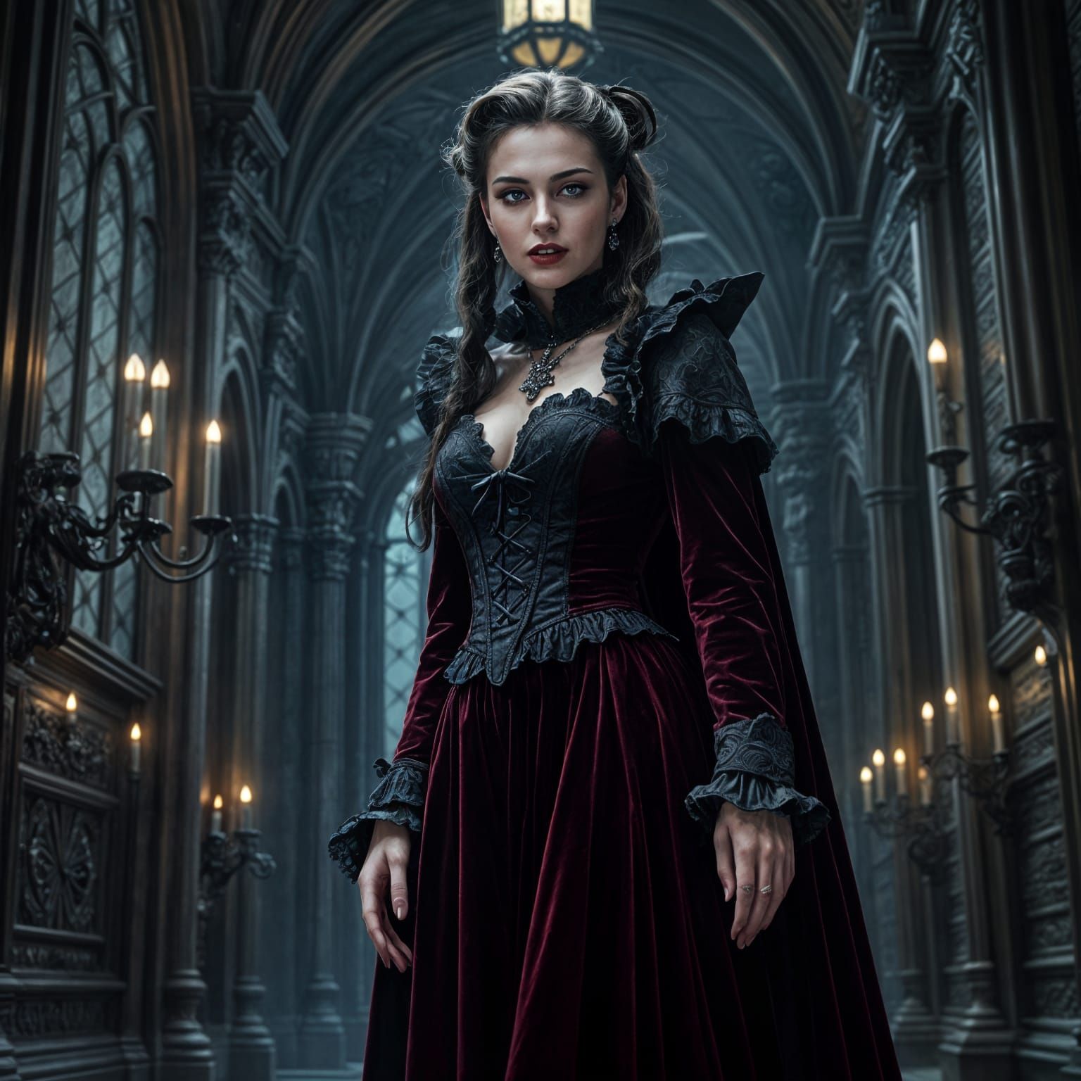 Victorian Vampire Portrait in Hyperrealistic Style