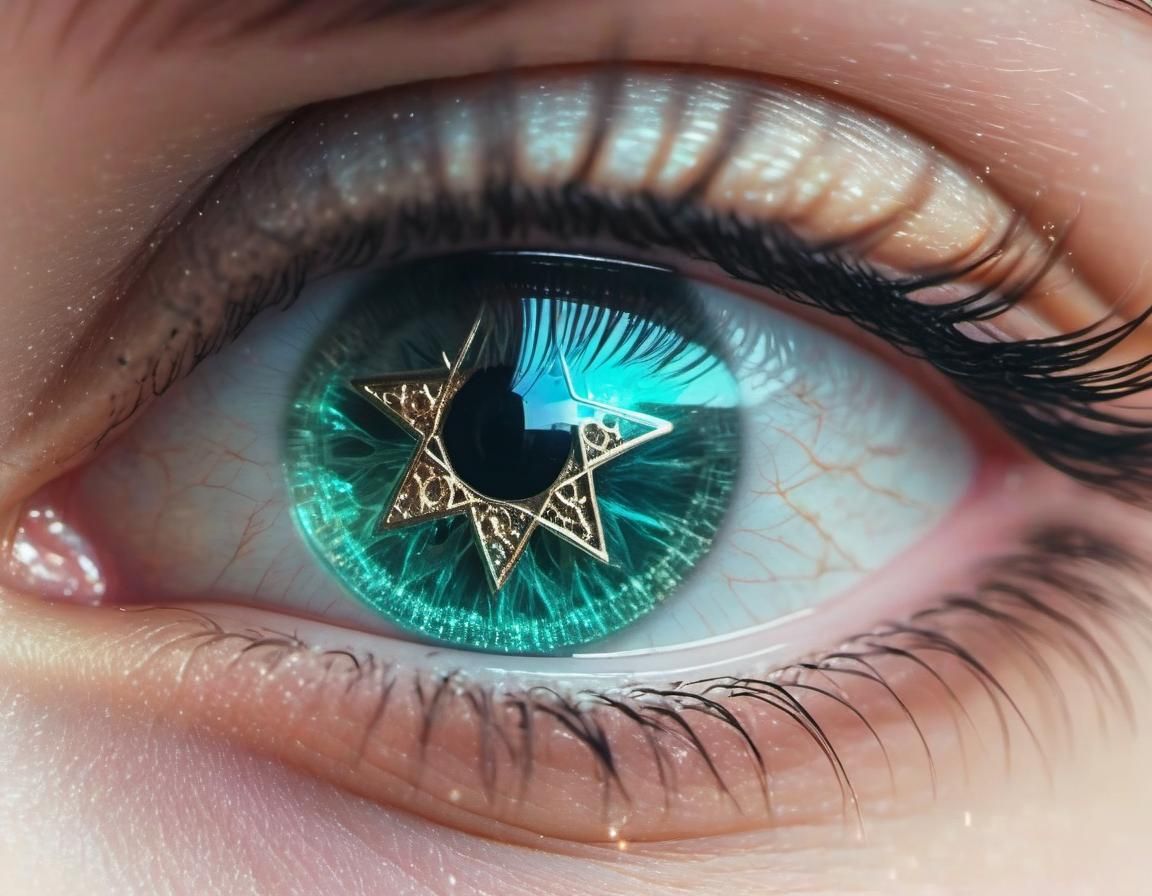 Star-Shaped Pupil Eye Reflecting Nebula, Digital Art