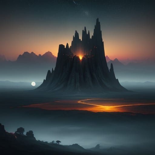 Vibrant Fantasy Sunrises Over Moonlit Landscapes in Unreal E...