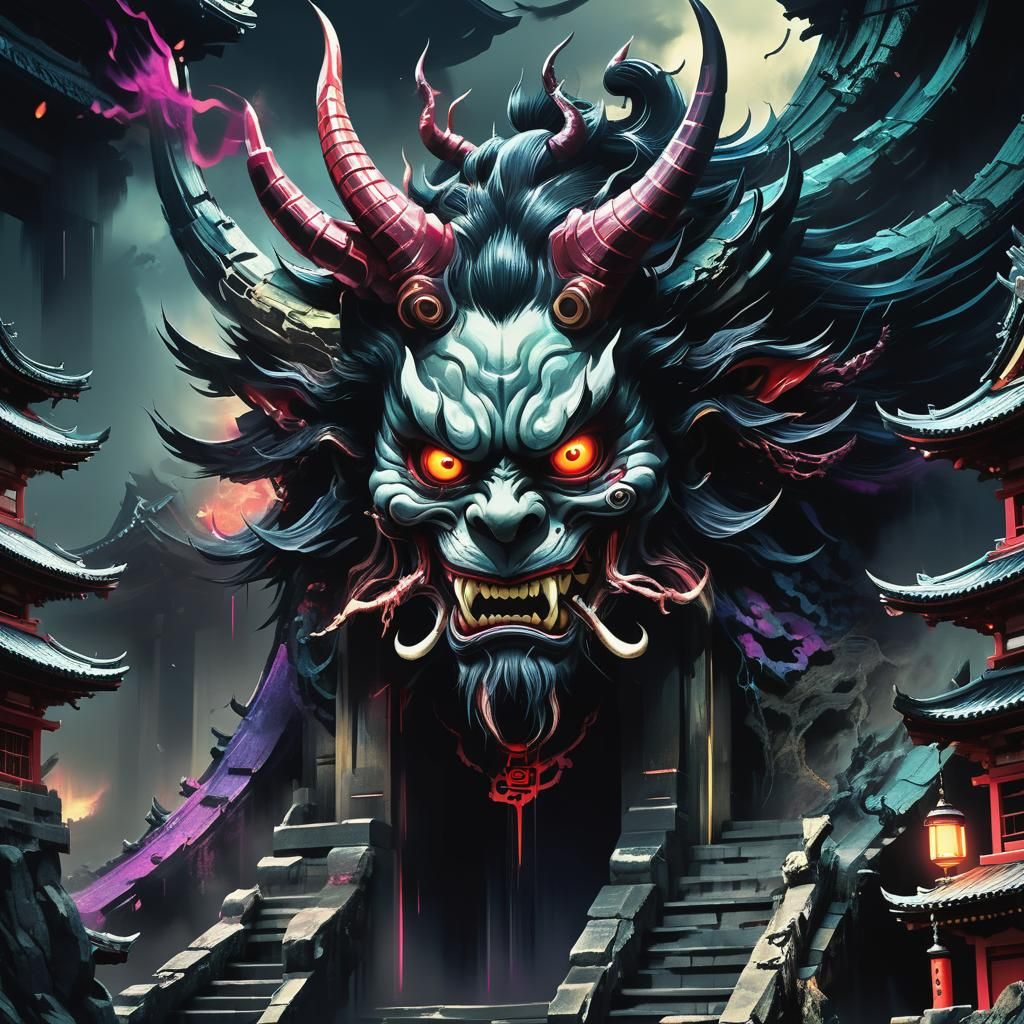 Eerie Yokai Emerges from Twisted Temple