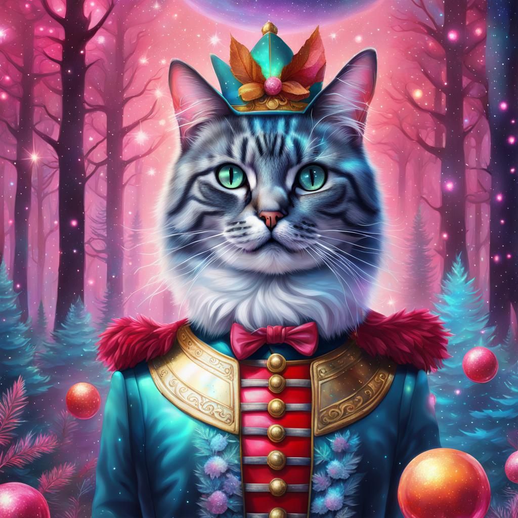 Cat in Nutcracker Costume in Candy Forest