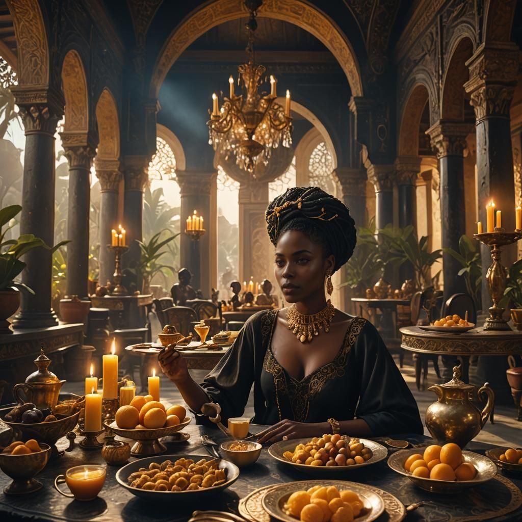Breakfast of a Beautiful Lady: Detailed Matte Painting