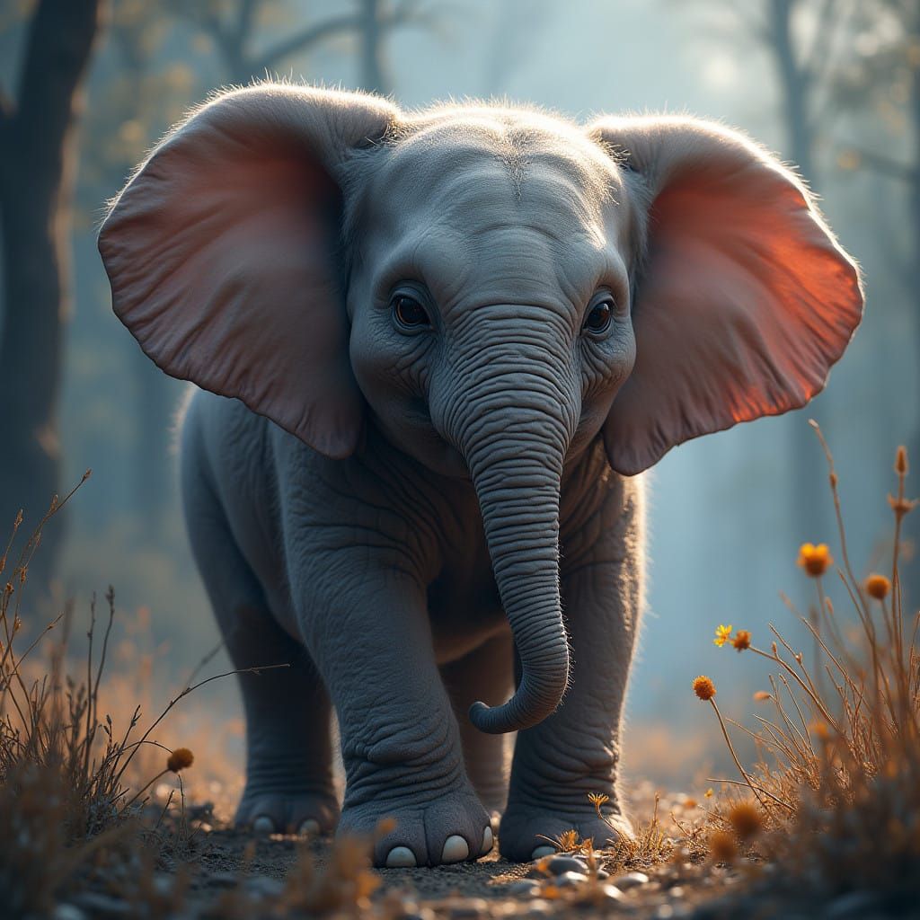 Fantastical Baby Elephant in Vibrant Colors