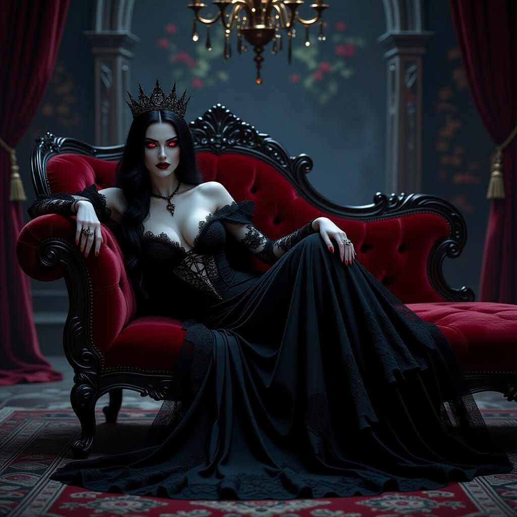 Vampire Queen Portrait in Gothic Setting