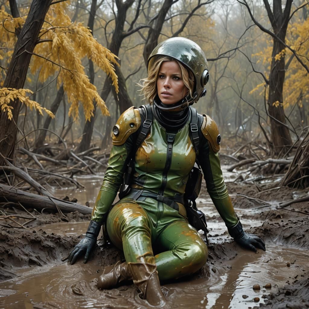 Post-Apocalyptic Kate Beckinsale in Blizzard, Painterly Styl...