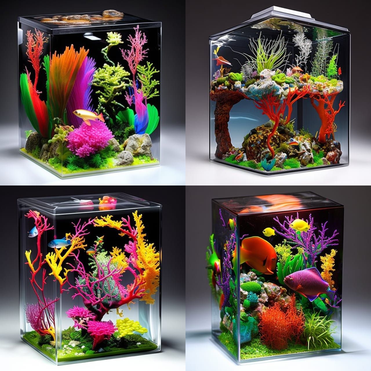 Insanely intricate, immensely detailed, beautifully rendered three-dimensional epoxy, resin aquarium cube
