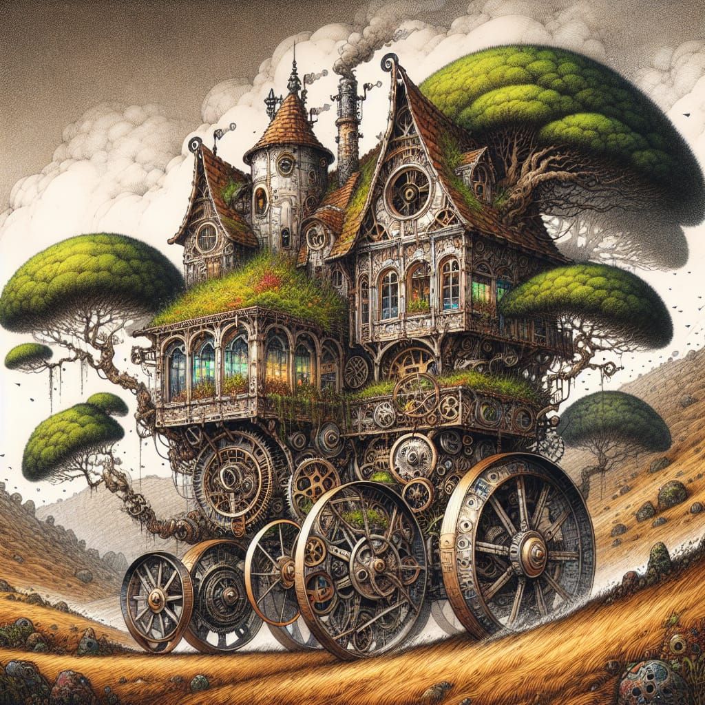 Steampunk Cottage on Wheels: Medieval and Asian Fusion