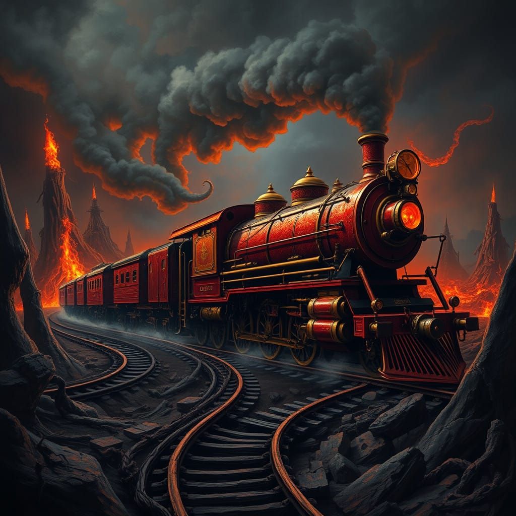 Hellish Steam Locomotive Descends into the Underworld