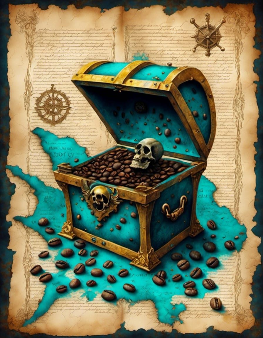 Pirates' treasure map with description.