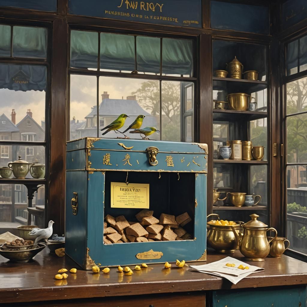 Brown Sugar Overflowing from Metal Box in English Teahouse