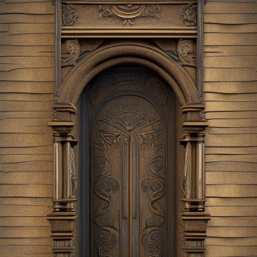 Detailed 3D Illustration of Bronze Door Knockers